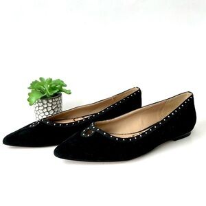 Sam Edelman Rini Black Suede Pointed Toe Studded Ballet Flats Size 7.5